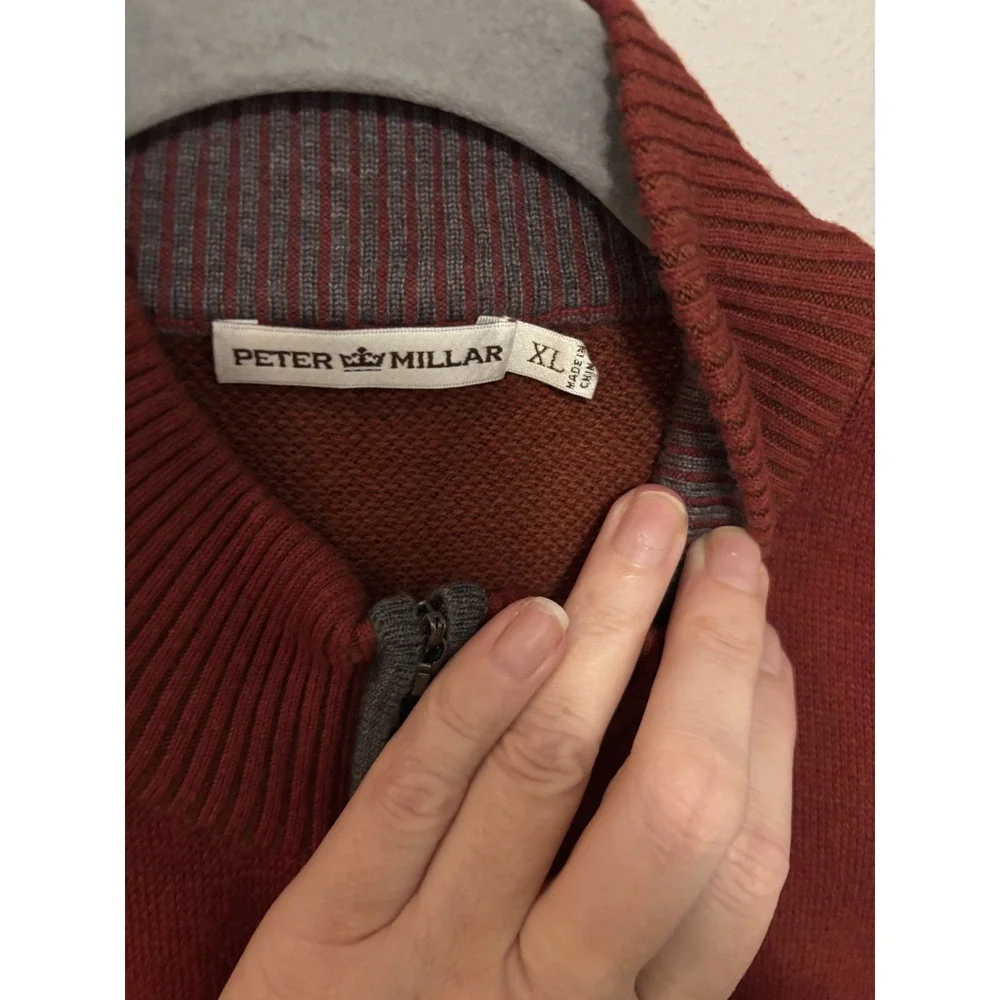 Peter Millar Quarter-Zip Pullover Sweater Men's Size XL‎ Maroon Long Sleeve